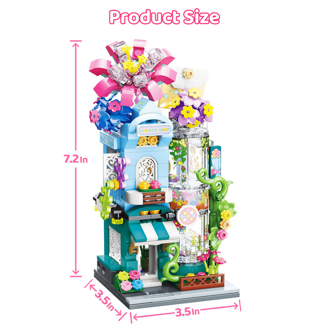 356PCS Creative City Flower Shop Street View Building Blocks Set