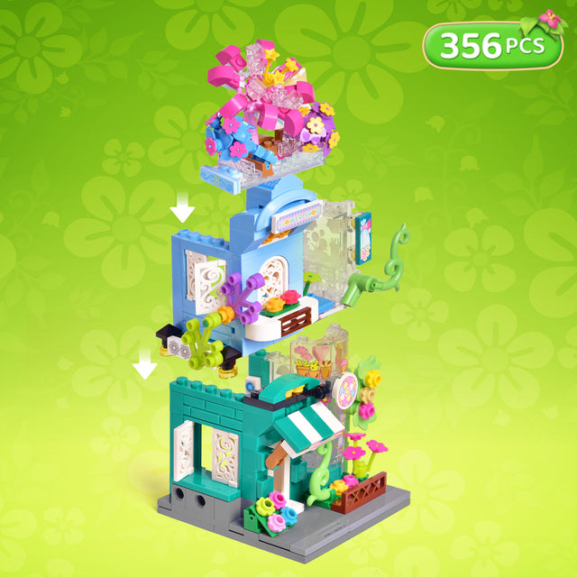 356PCS Creative City Flower Shop Street View Building Blocks Set