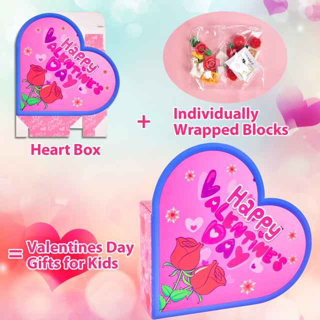 24PCS Valentine-Themed Mini Building Block Toys with Heart-Shaped Boxes
