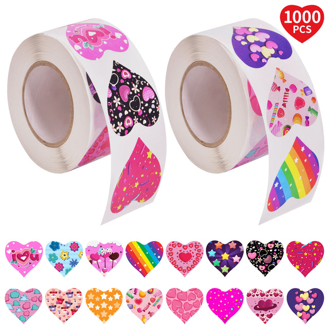 2PCS Assorted Valentine-Themed Heart Sticker Rolls