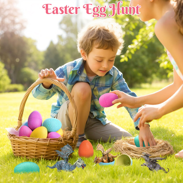 12PCS Assorted Easter Eggs Pre-Filled with Dragon Action Figures