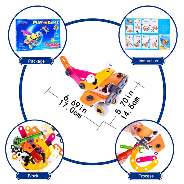 2PCS Build & Play Take Apart Assemble Truck Vehicles 3D Puzzle Set Early Education Learning Toys