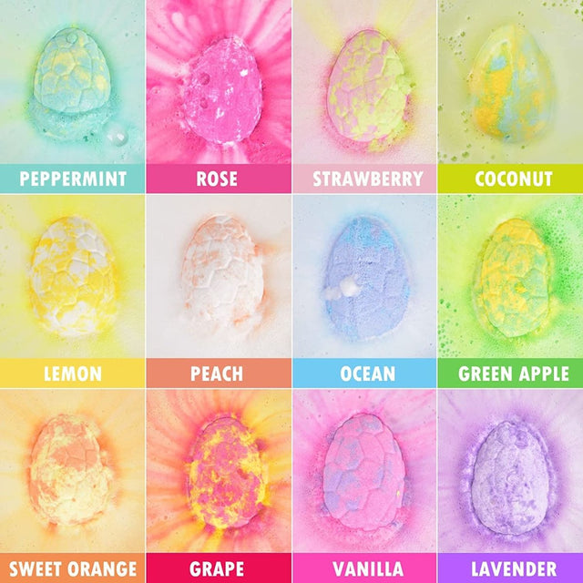 12 Colors Kids Dinosaur Egg Bath Bombs - PopFun