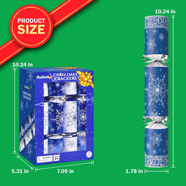 12 Pack Blue & White Christmas Party Favors with Party Hat - PopFun