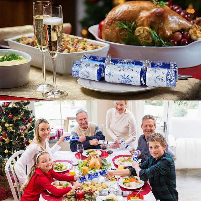 12 Pack Blue & White Christmas Party Favors with Party Hat - PopFun