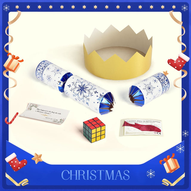 12 Pack Blue & White Christmas Party Favors with Party Hat - PopFun