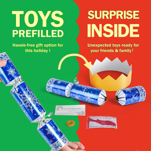 12 Pack Blue & White Christmas Party Favors with Party Hat - PopFun