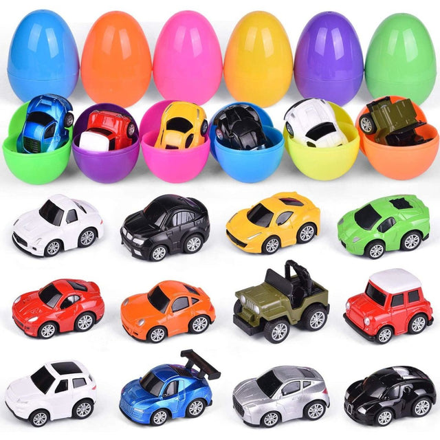 12 PCs Easter Eggs Prefilled with Diecast Cars - PopFun