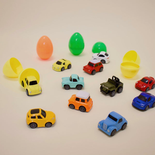 12 PCs Easter Eggs Prefilled with Diecast Cars - PopFun