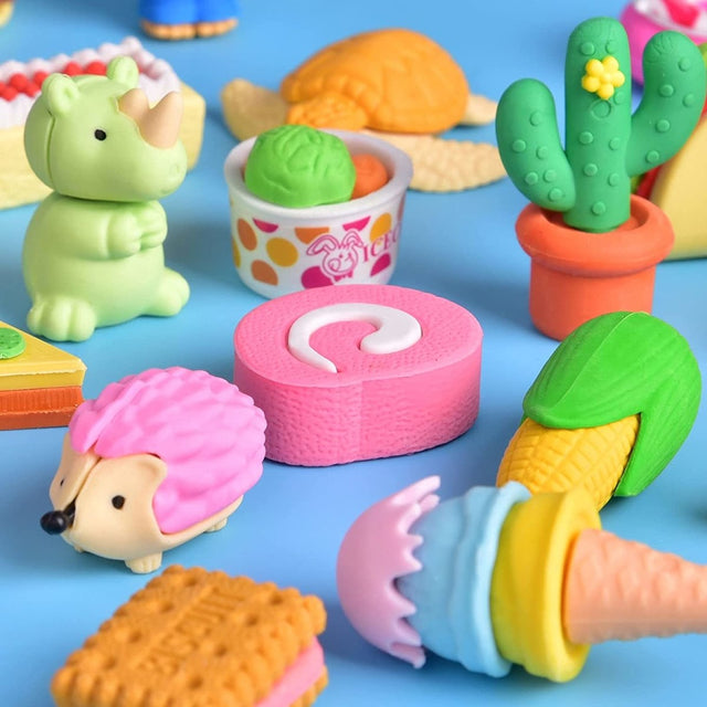58 Pcs Animal & Food Erasers Gifts for Kids | PopFun