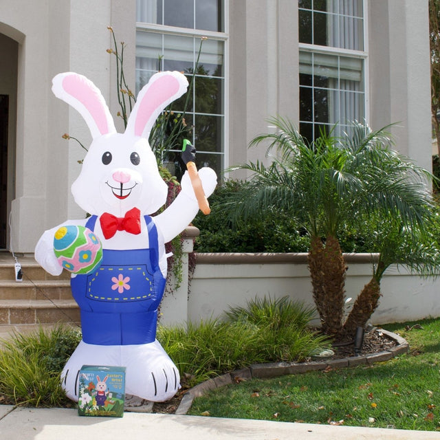 5.9 FT Easter Inflatable Bunny with Egg and Pen | PopFun