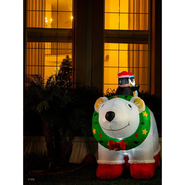 6 FT Christmas Inflatable Polar Bear with Penguins - PopFun