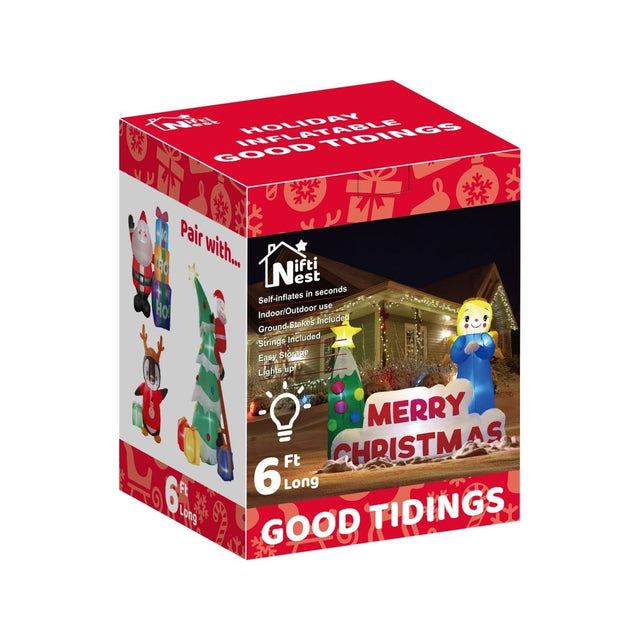 6' Ft Long Good Tidings Holiday Inflatable | PopFun