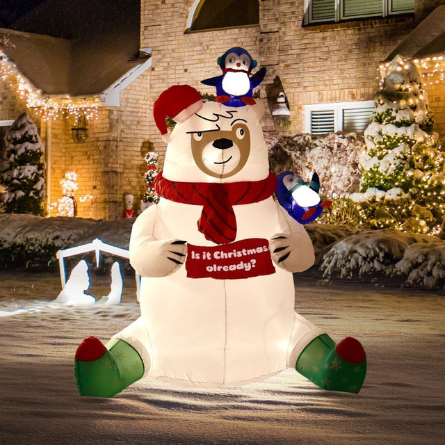 6' Ft Merry Bear Holiday Inflatable | PopFun