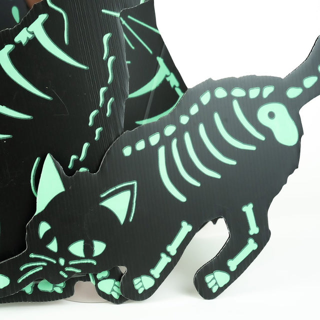 6 Pcs Glowy Black Cats Halloween Yard Signs - PopFun