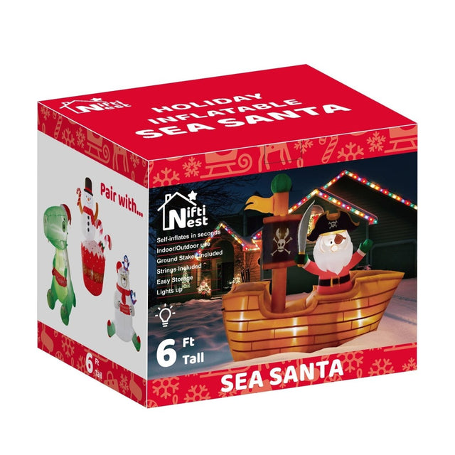 6'Ft Sea Santa Holiday Inflatable | PopFun
