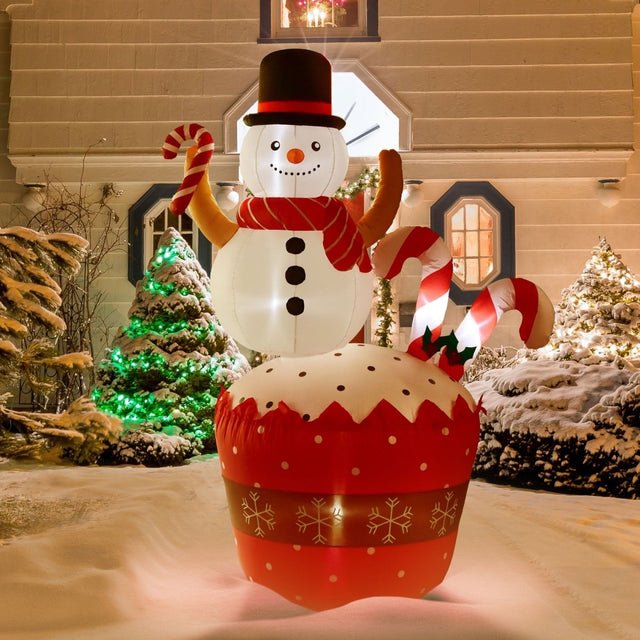 7' Ft Festive Frosty Holiday Inflatable | PopFun