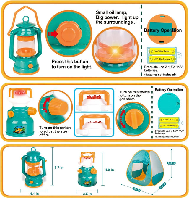 Kids Camping Play Tent, 35 PCS with Accessories - PopFun