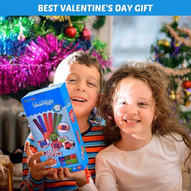 Kids Valentines Day Cards with Slap Bracelets and Stickers - PopFun