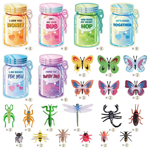Love Bug Valentine's Day Cards for Kids 36 Pcs - PopFun