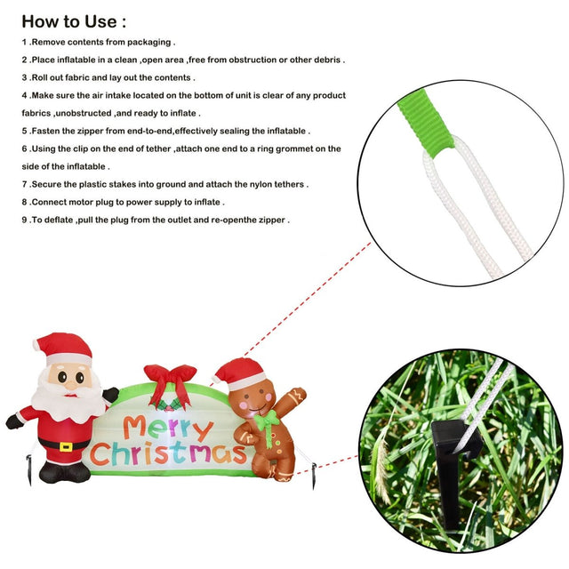 Santa and Gingerbread Man Christmas Inflatable - PopFun