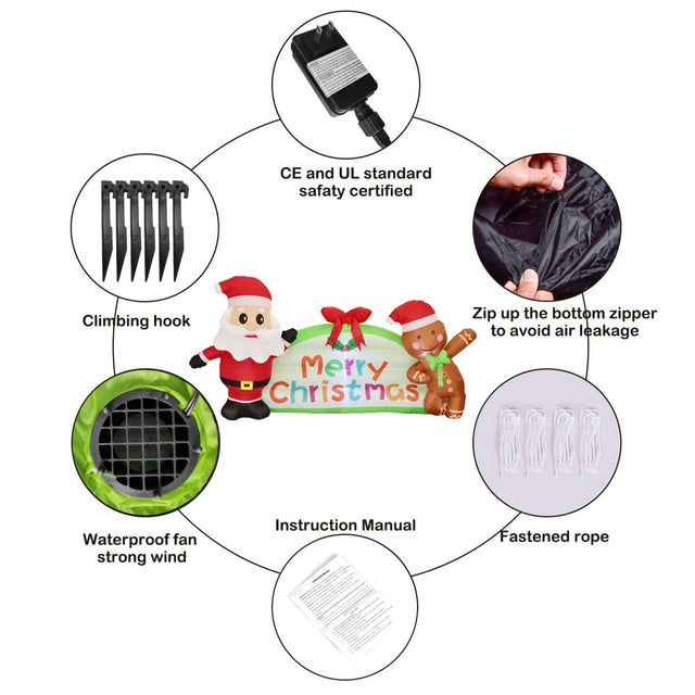Santa and Gingerbread Man Christmas Inflatable - PopFun