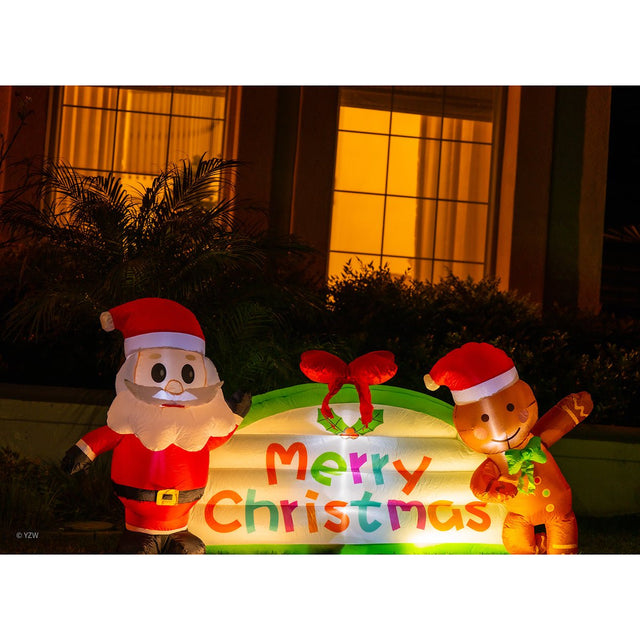 Santa and Gingerbread Man Christmas Inflatable - PopFun