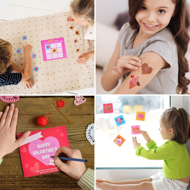 Valentines Day Game Cards with Tattoos Erasers & Stickers - PopFun