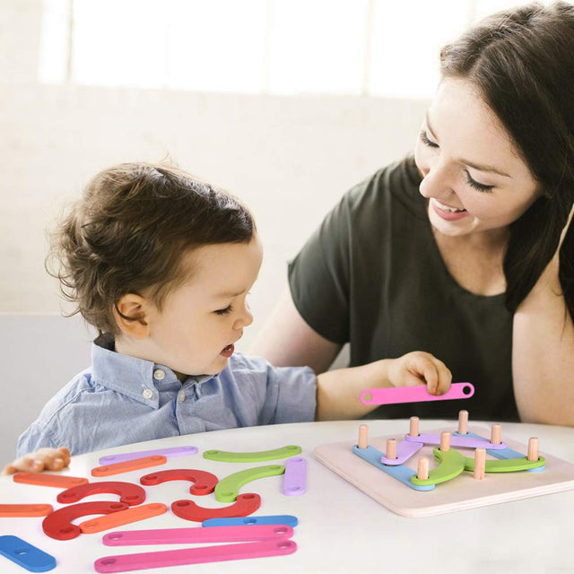 Wooden Peg Board Puzzle - PopFun