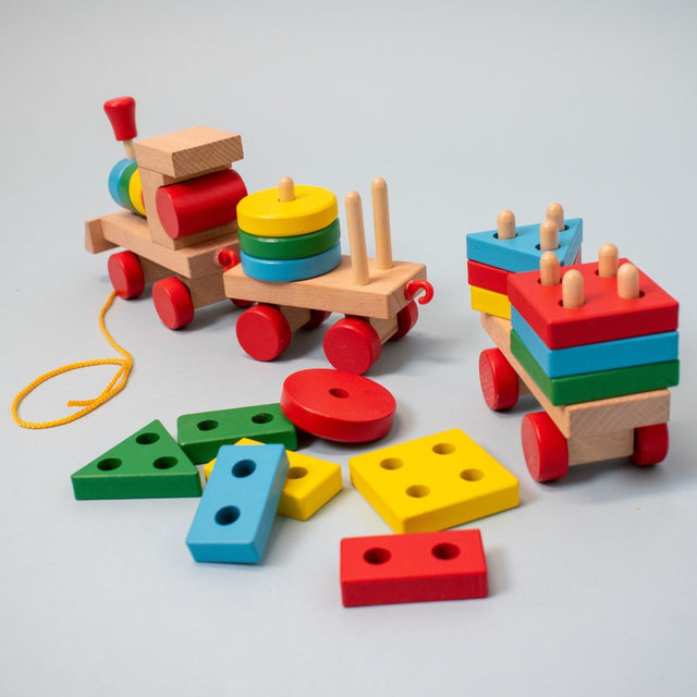 Wooden Stacking Train for Toddlers - PopFun