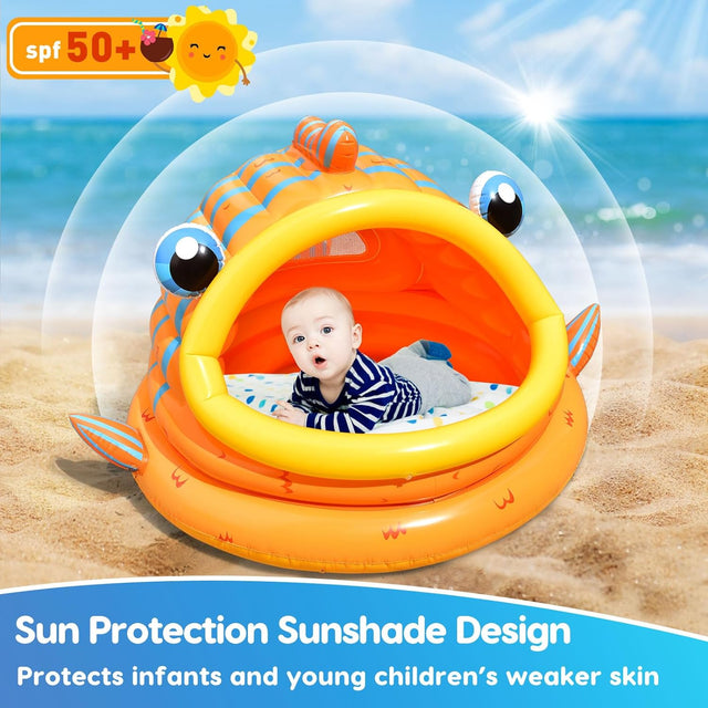 Gold Fish Shade Inflatable Kiddie Pool for Toddlers Kids