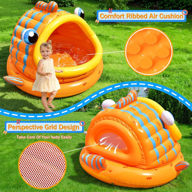Gold Fish Shade Inflatable Kiddie Pool for Toddlers Kids
