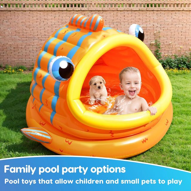 Gold Fish Shade Inflatable Kiddie Pool for Toddlers Kids