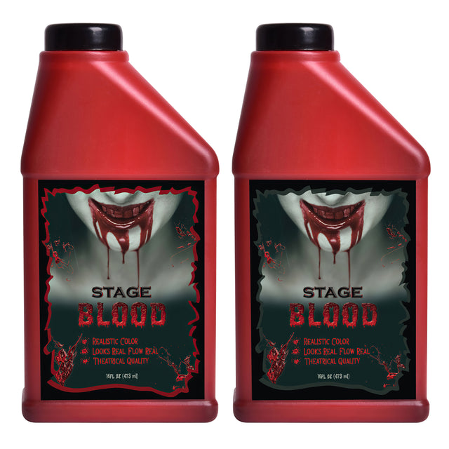 2PCS (16oz) Halloween Washable Fake Stage Blood Single Bottle Realistic Makeup Props