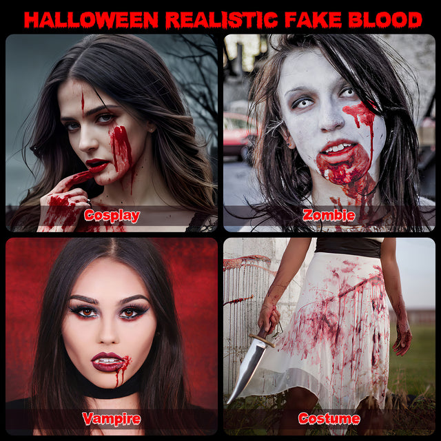 2PCS (16oz) Halloween Washable Fake Stage Blood Single Bottle Realistic Makeup Props