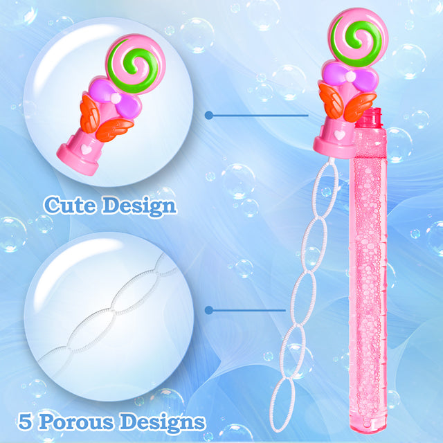 12PCS Assorted Macaron Lollipop Bubble Maker Wands Bubble Sticks
