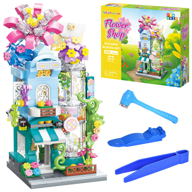 356PCS Creative City Flower Shop Street View Building Blocks Set