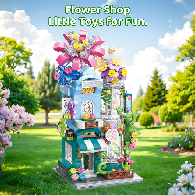356PCS Creative City Flower Shop Street View Building Blocks Set
