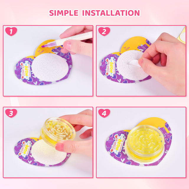 28PCS Valentine Slime with Heart-Shaped Greeting Cards