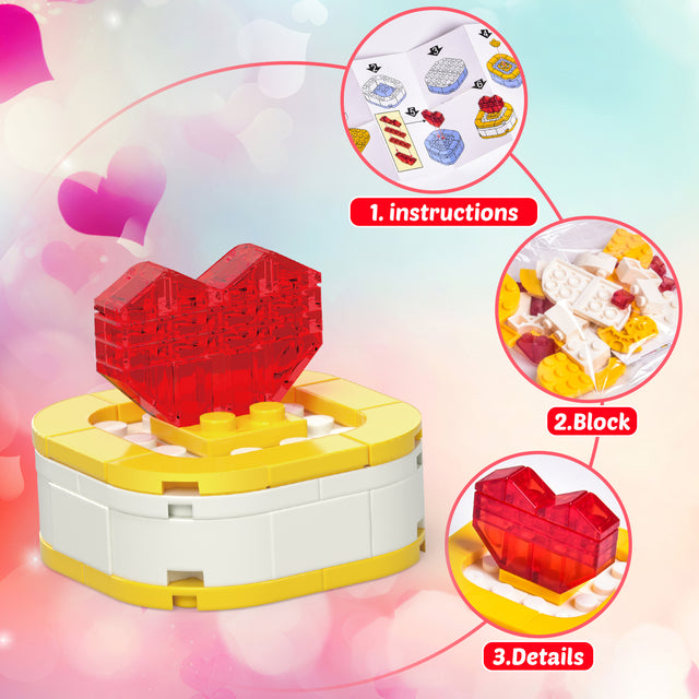 24PCS Valentine-Themed Mini Building Block Toys with Heart-Shaped Boxes