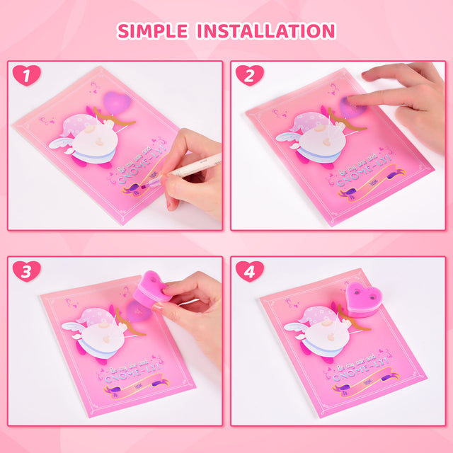 28PCS Heart-Shaped Butter Slimes with Valentine Gnome Cards Kit