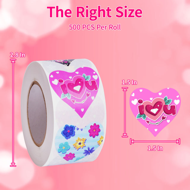 2PCS Assorted Valentine-Themed Heart Sticker Rolls