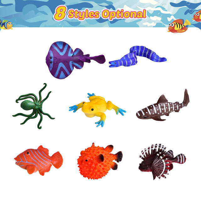 24PCS Color-Changing Sea Animal Rubber Toys with Kids Valentine's Cards