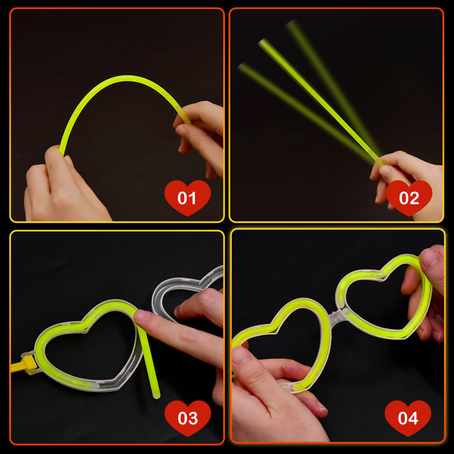 28PCS Glow in the Dark Heart Eyeglasses & Kids Valentine Cards