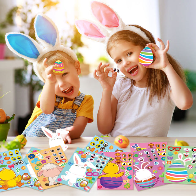 36PCS Easter Make A Face Self-Adhesive Stickers Activity Party Games