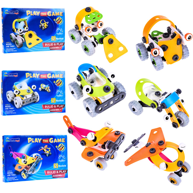 2PCS Build & Play Take Apart Assemble Truck Vehicles 3D Puzzle Set Early Education Learning Toys