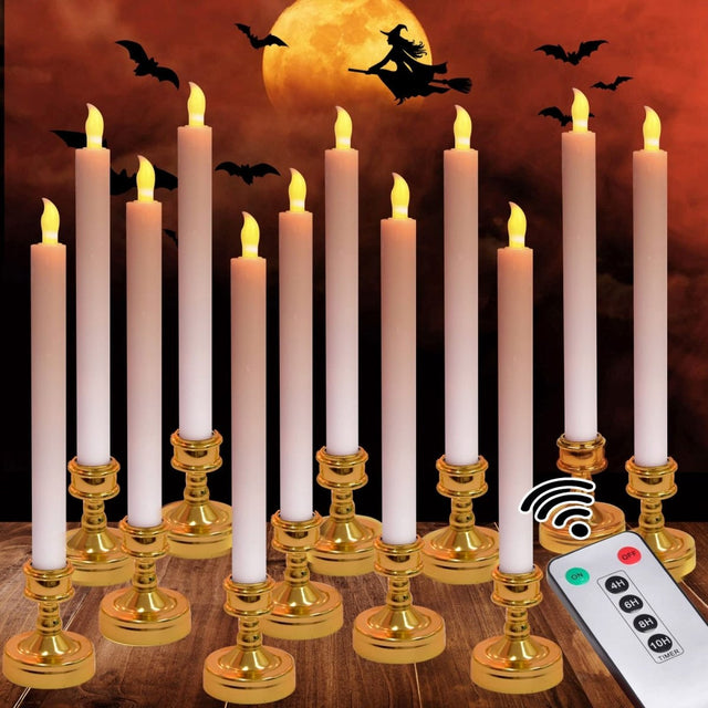 12 Packs Flameless Halloween Candles with Holders - PopFun