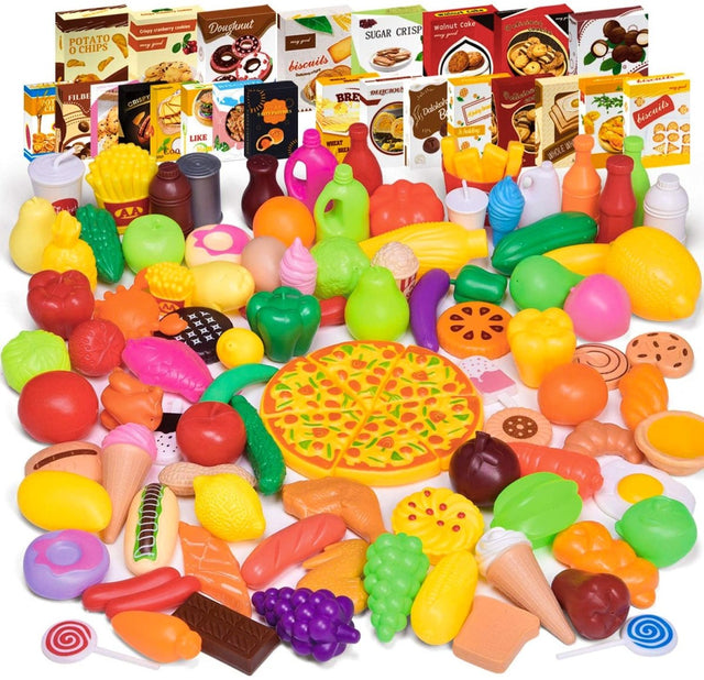 128 Pcs Kids Kitchen Play Food Set - PopFun