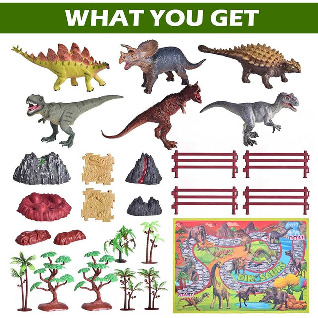 26 PCS Dinosaurs Toys with Large Activity Play Mat | PopFun