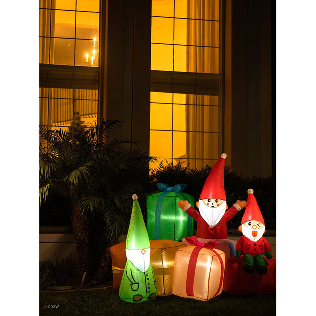 4.9 FT Christmas Inflatable Elf and Gifts - PopFun